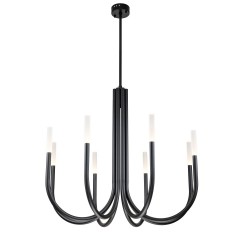 CHANDELIER 8 ARM BLACK IRON - HANGING LAMPS